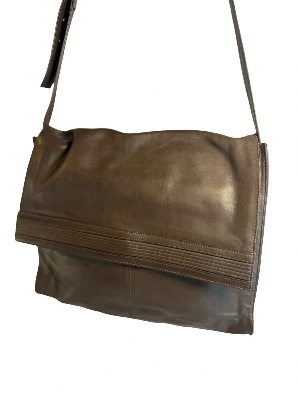 Kenneth Cole Brown Leather Messenger Bag - Casual Crossbody